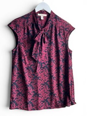 Lark & Ro Sleeveless Floral Tie-Neck Blouse, Size 4 (CLO-048)